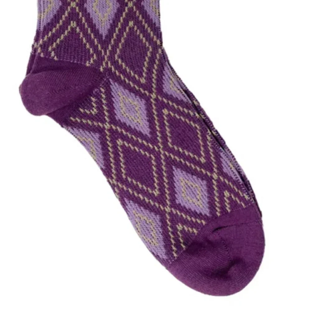 NWT Charley Purple Diamond Crew Socks